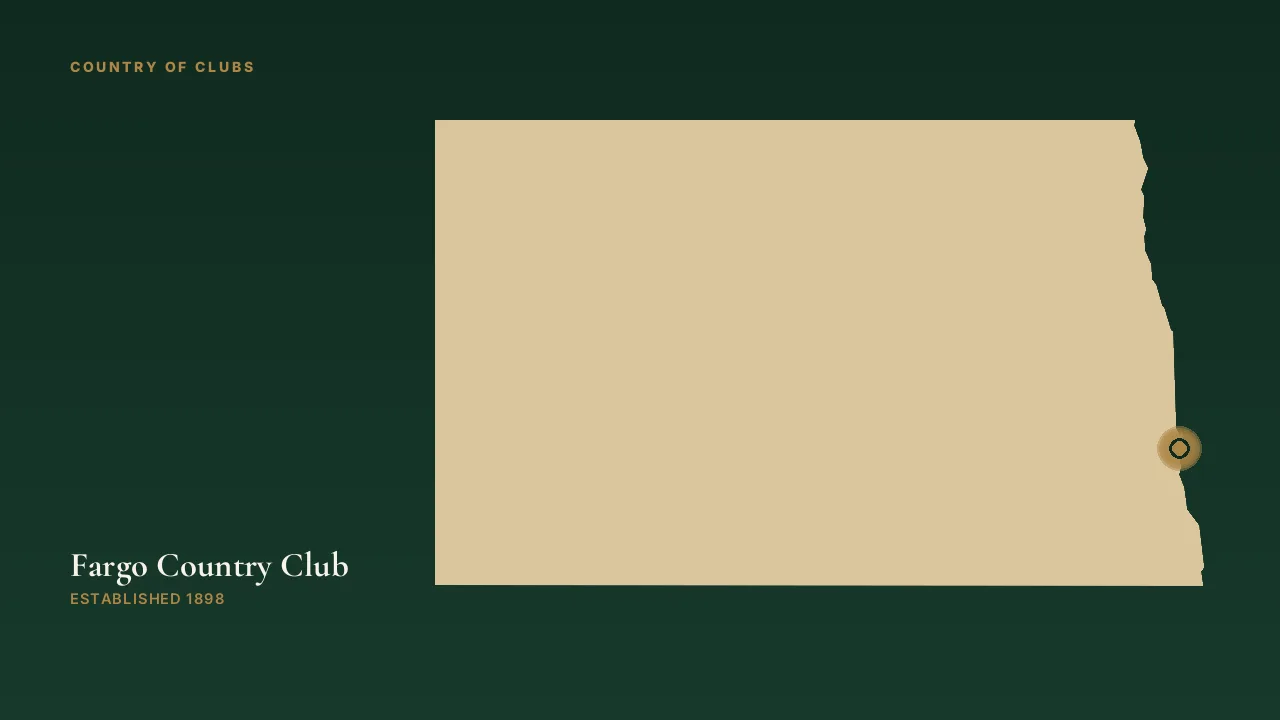 Map illustration marking the location of Fargo Country Club in Fargo, North Dakota.