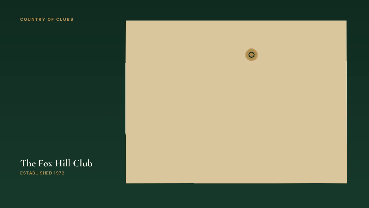 Map illustration marking the location of The Fox Hill Club in Longmont, Colorado.