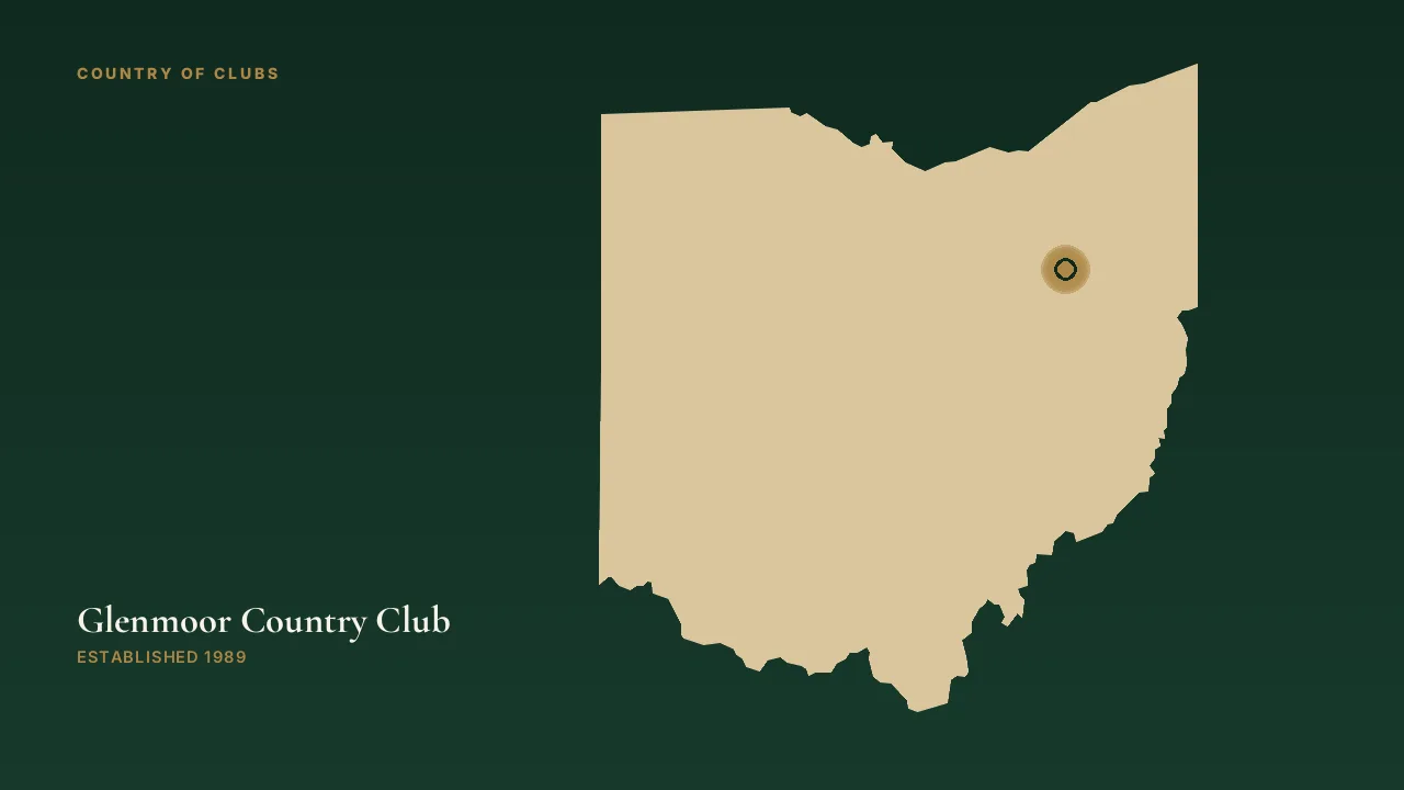 Map illustration marking the location of Glenmoor Country Club in Canton, Ohio.