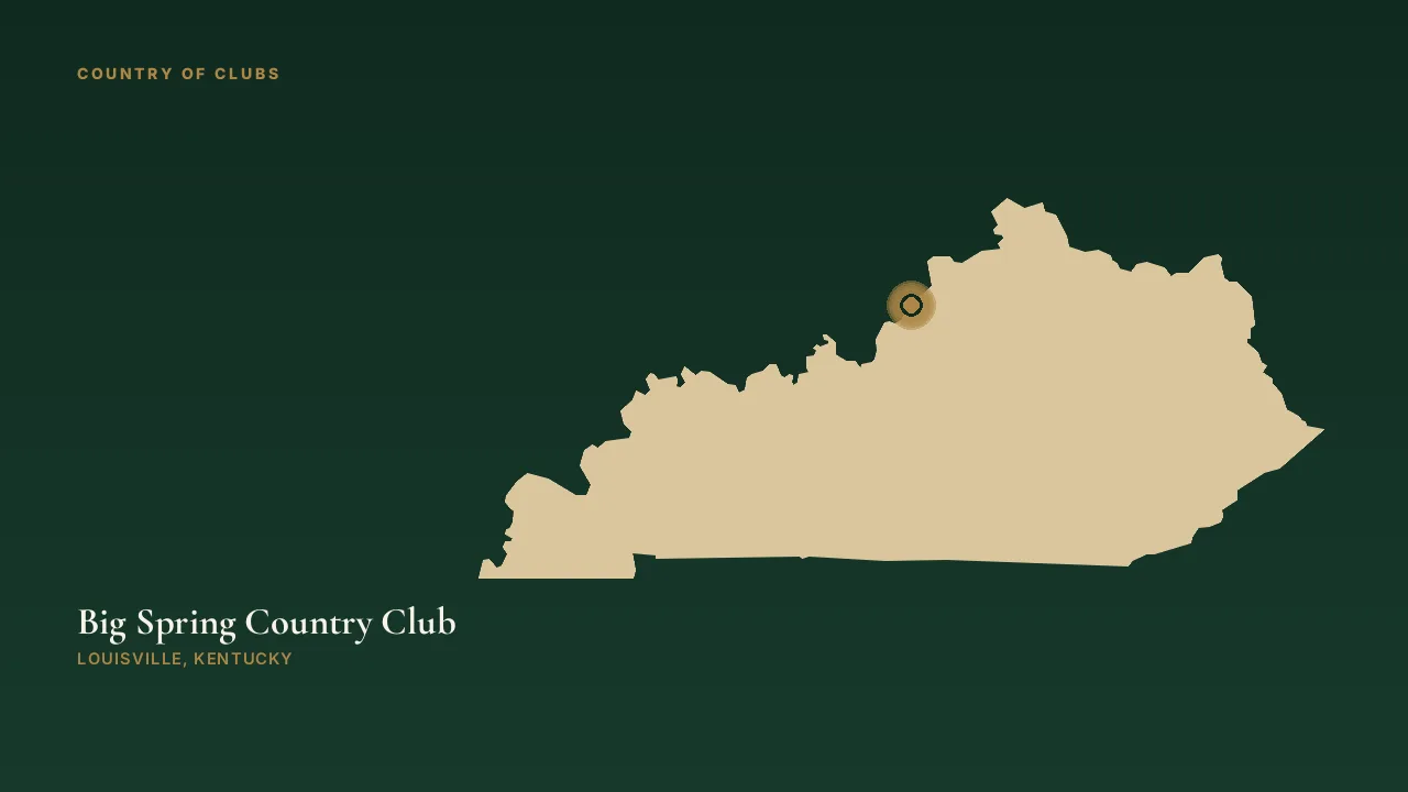 Map illustration marking the location of Big Spring Country Club in Louisville, Kentucky.