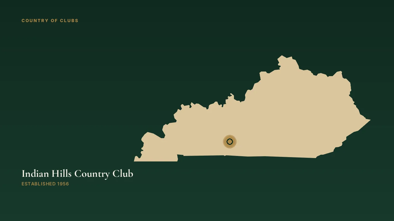 Map illustration marking the location of Indian Hills Country Club in Bowling Green, Kentucky.