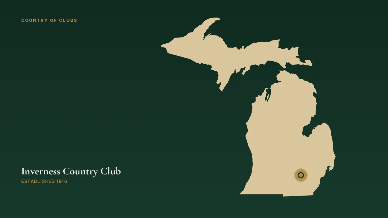 Map illustration marking the location of Inverness Country Club in Chelsea, Michigan.