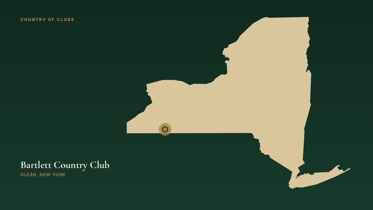 Map illustration marking the location of Bartlett Country Club in Olean, New York.