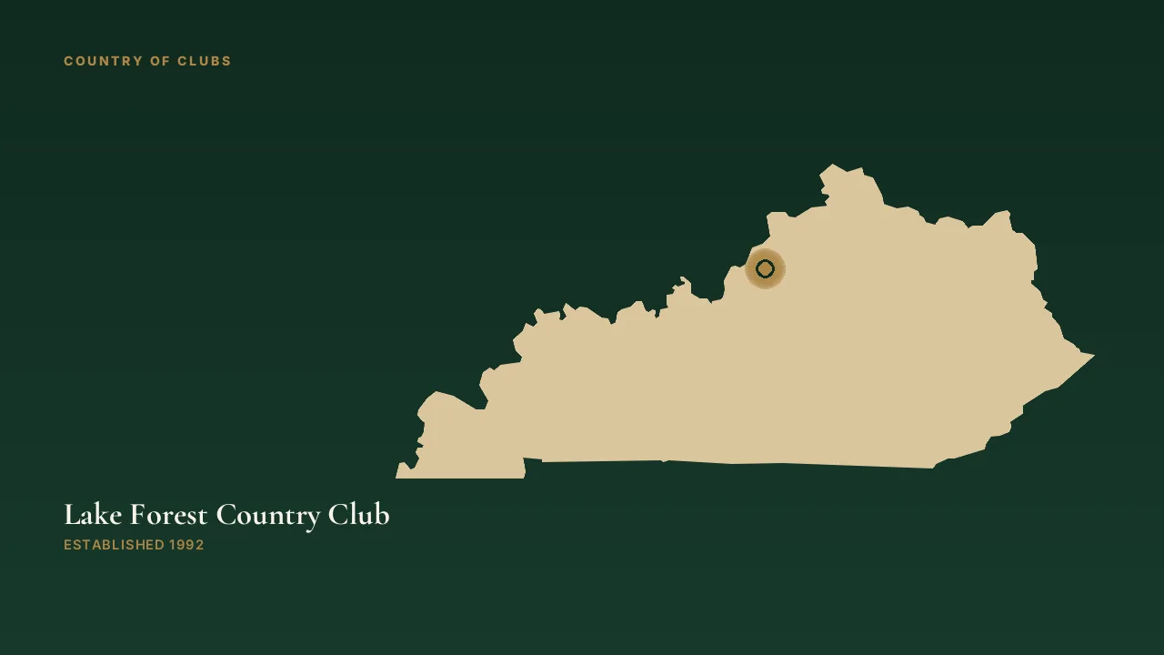 Map illustration marking the location of Lake Forest Country Club in Louisville, Kentucky.