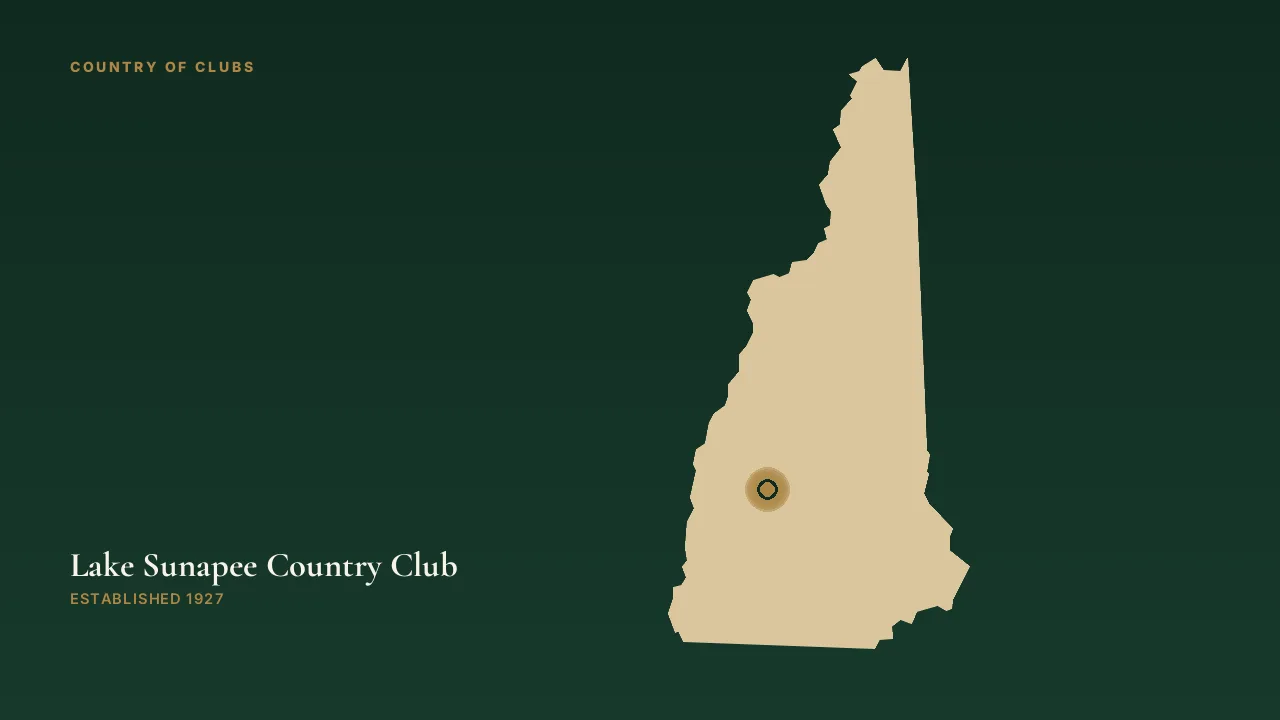 Map illustration marking the location of Lake Sunapee Country Club in New London, New Hampshire.