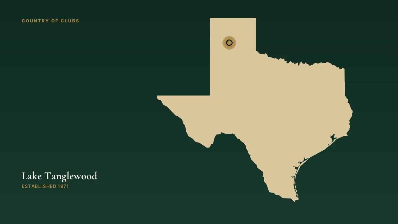 Map illustration marking the location of Lake Tanglewood in Amarillo, Texas.