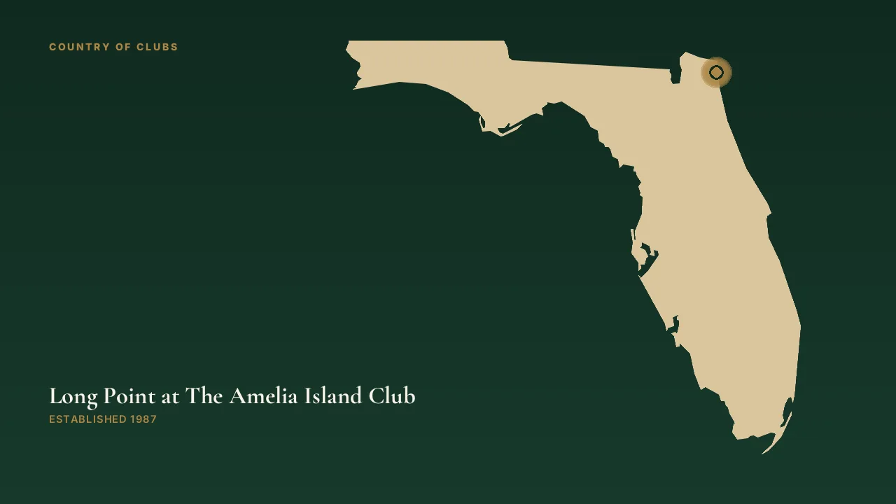Map illustration marking the location of Long Point at The Amelia Island Club in Fernandina Beach, Florida.
