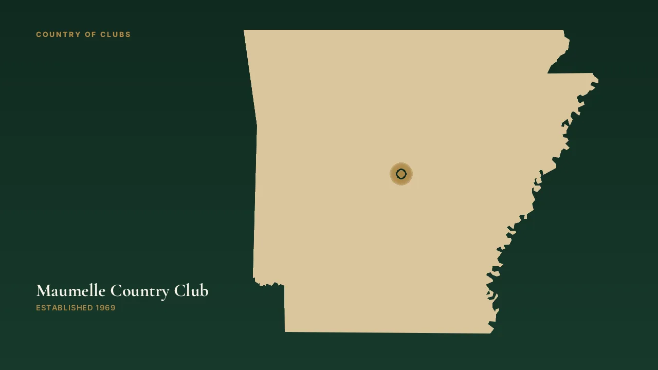 Map illustration marking the location of Maumelle Country Club in Maumelle, Arkansas.