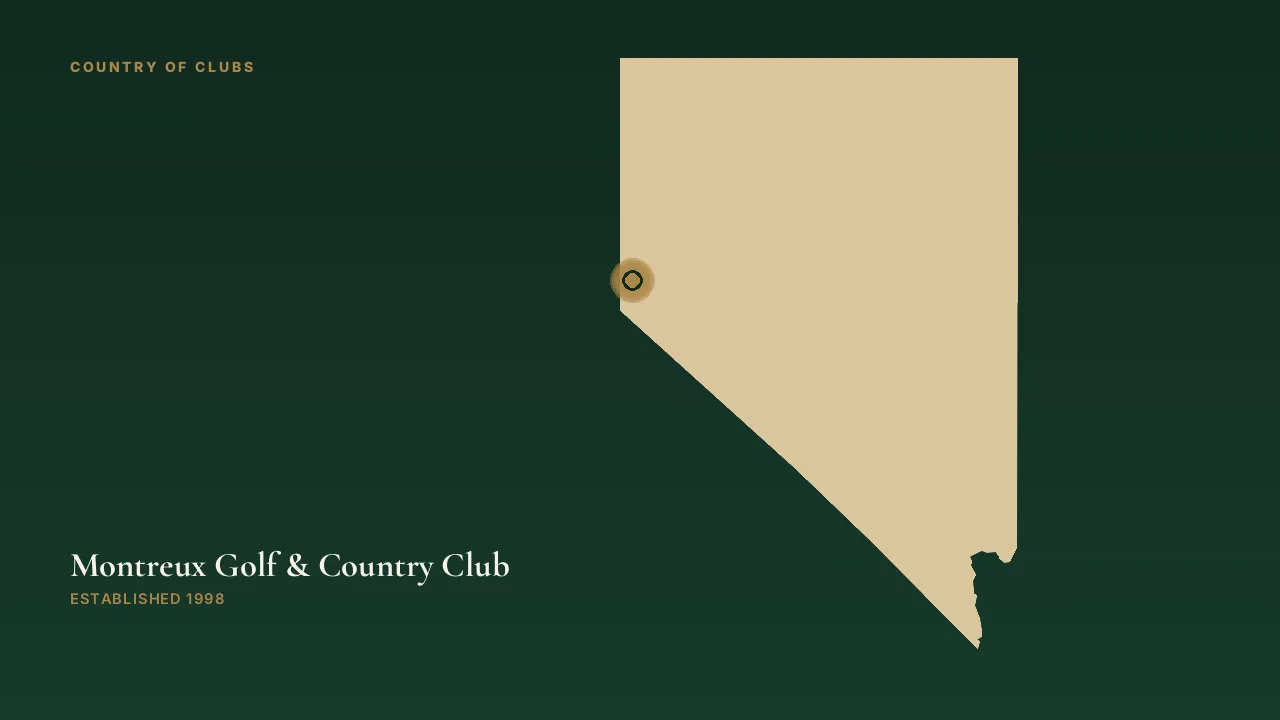 Map illustration marking the location of Montreux Golf & Country Club in Reno, Nevada.