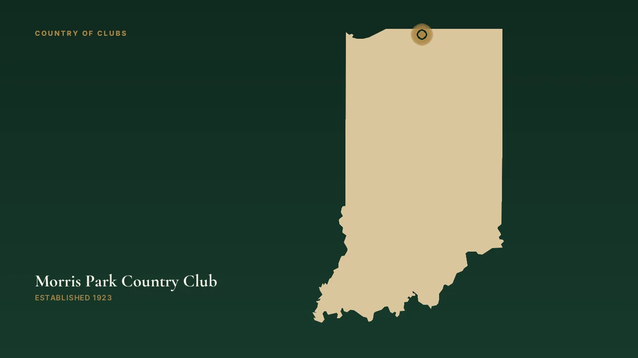 Map illustration marking the location of Morris Park Country Club in South Bend, Indiana.