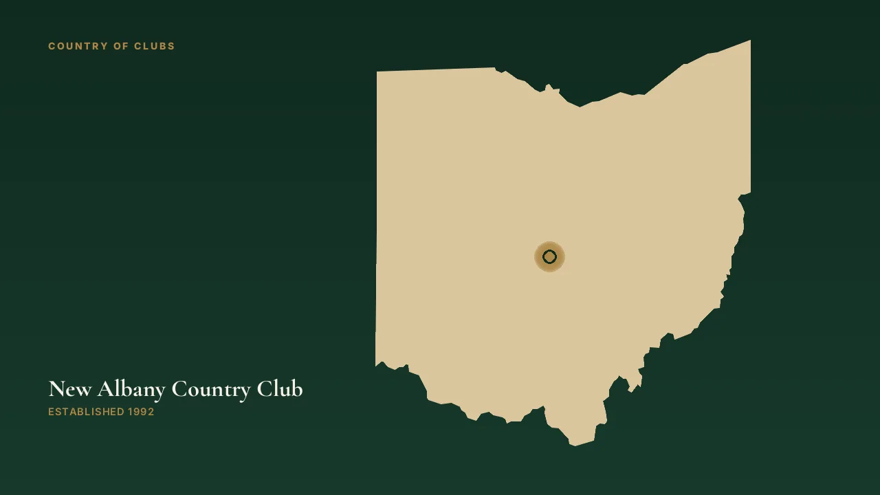 Map illustration marking the location of New Albany Country Club in New Albany, Ohio.