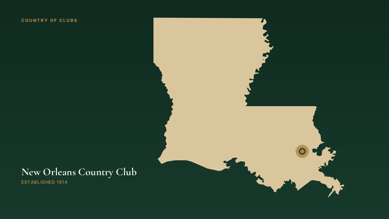 Map illustration marking the location of New Orleans Country Club in New Orleans, Louisiana.
