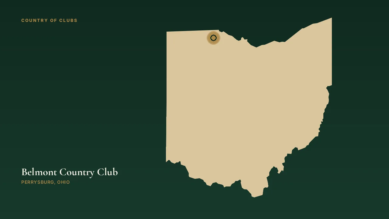 Map illustration marking the location of Belmont Country Club in Perrysburg, Ohio.