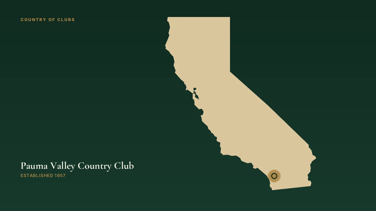 Map illustration marking the location of Pauma Valley Country Club in Pauma Valley, California.