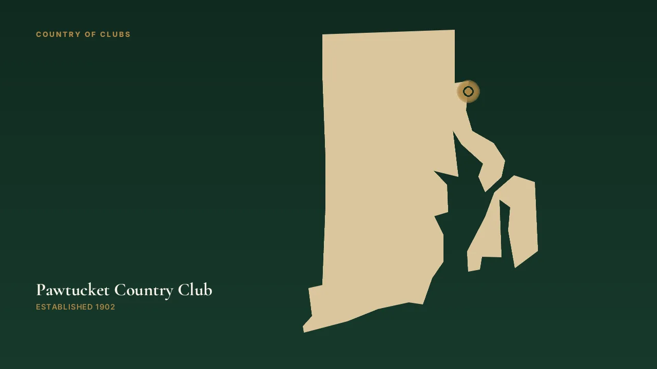 Map illustration marking the location of Pawtucket Country Club in Pawtucket, Rhode Island.