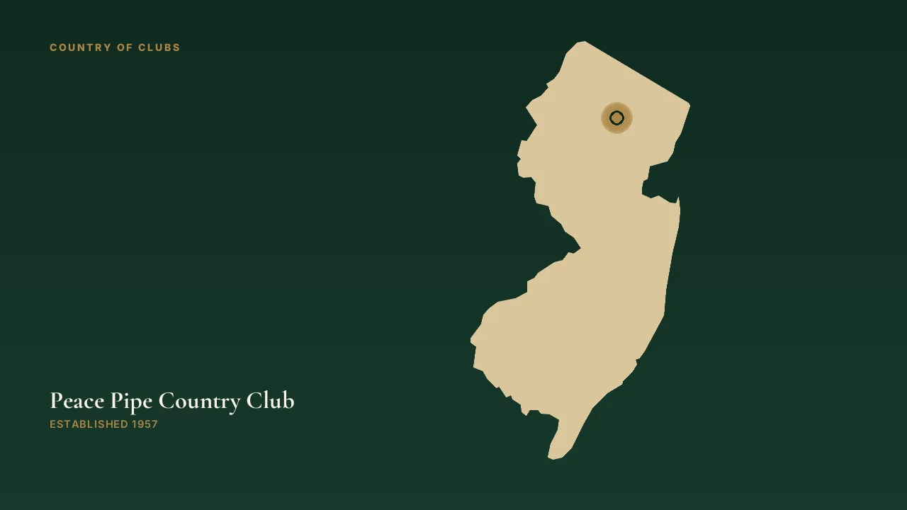 Map illustration marking the location of Peace Pipe Country Club in Denville, New Jersey.