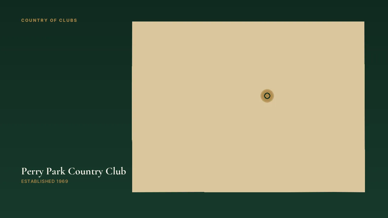 Map illustration marking the location of Perry Park Country Club in Larkspur, Colorado.
