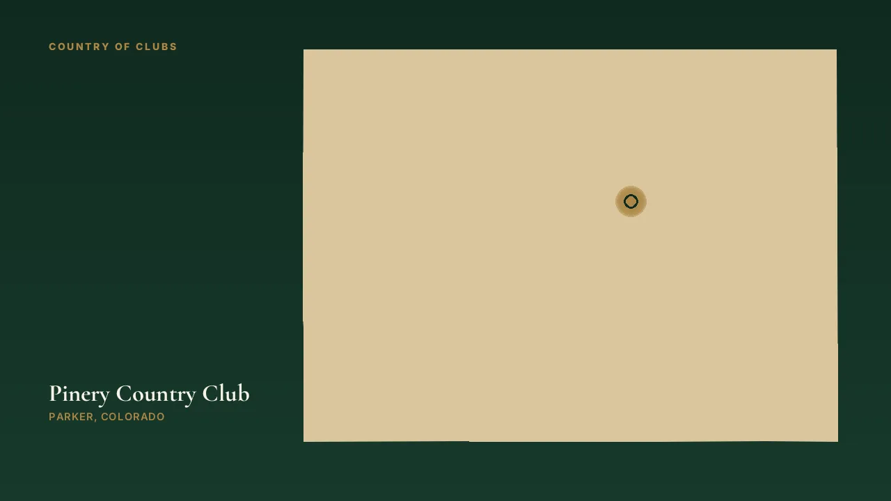 Map illustration marking the location of Pinery Country Club in Parker, Colorado.