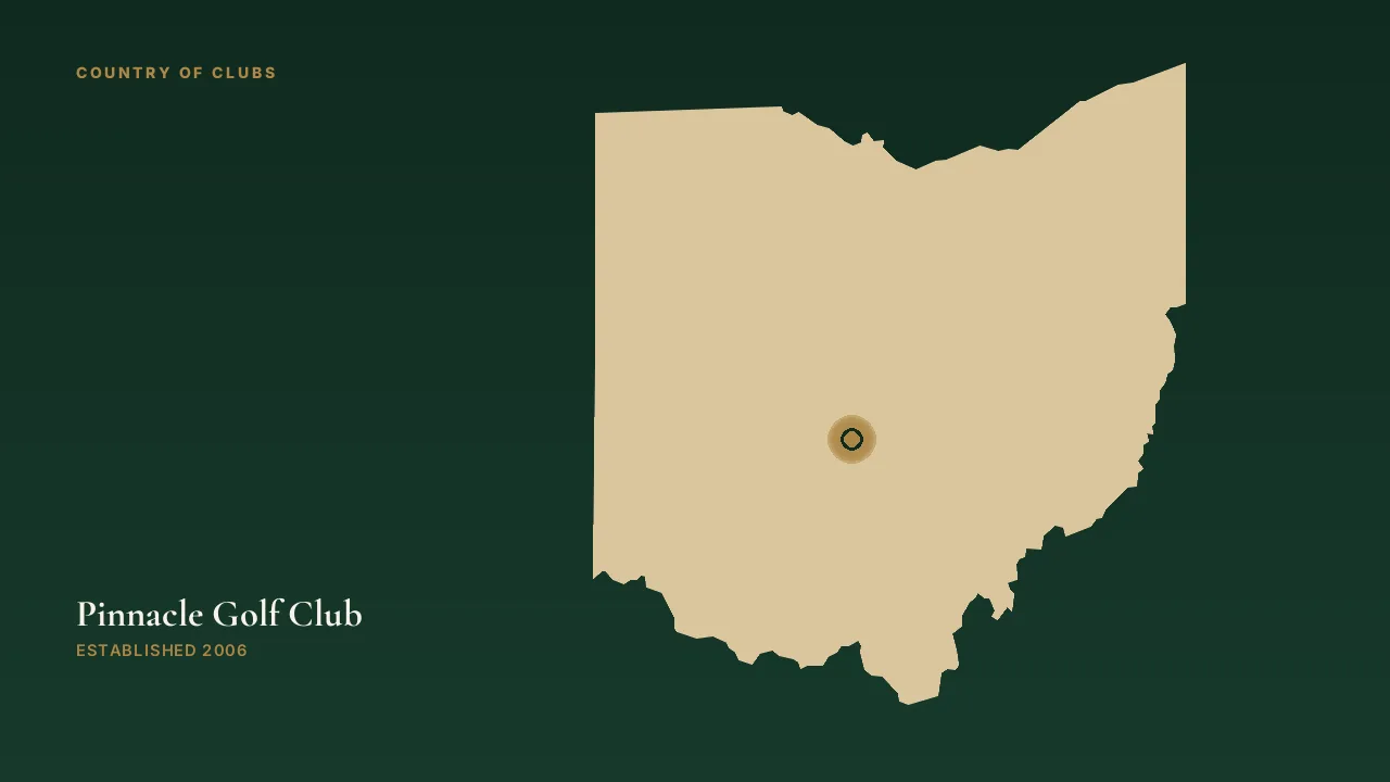 Map illustration marking the location of Pinnacle Golf Club in Grove City, Ohio.