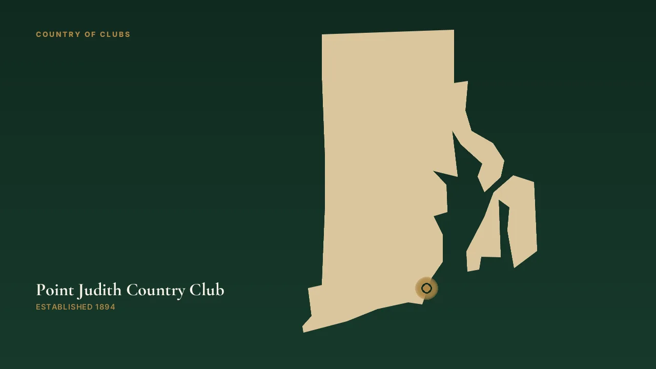 Map illustration marking the location of Point Judith Country Club in Narragansett, Rhode Island.