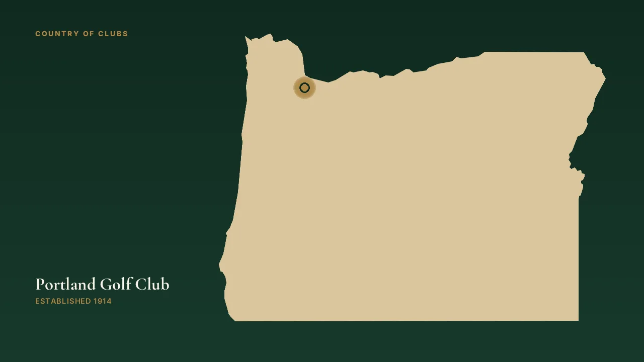 Map illustration marking the location of Portland Golf Club in Portland, Oregon.