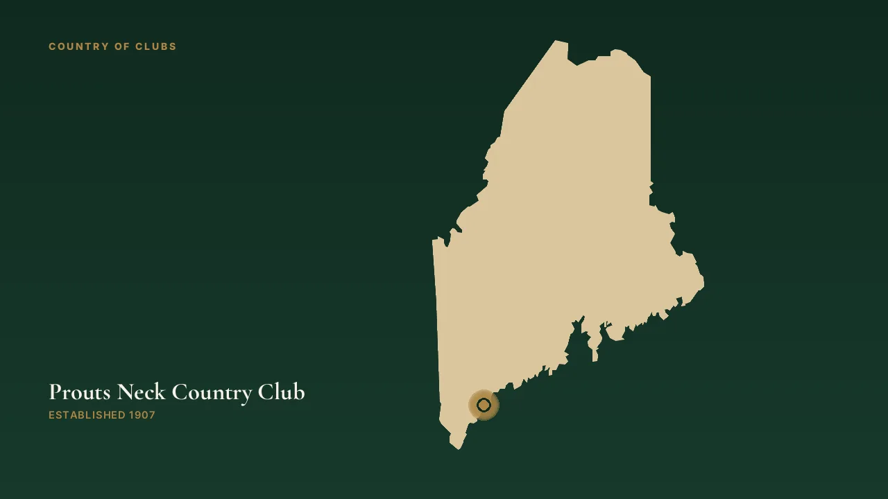 Map illustration marking the location of Prouts Neck Country Club in Scarborough, Maine.