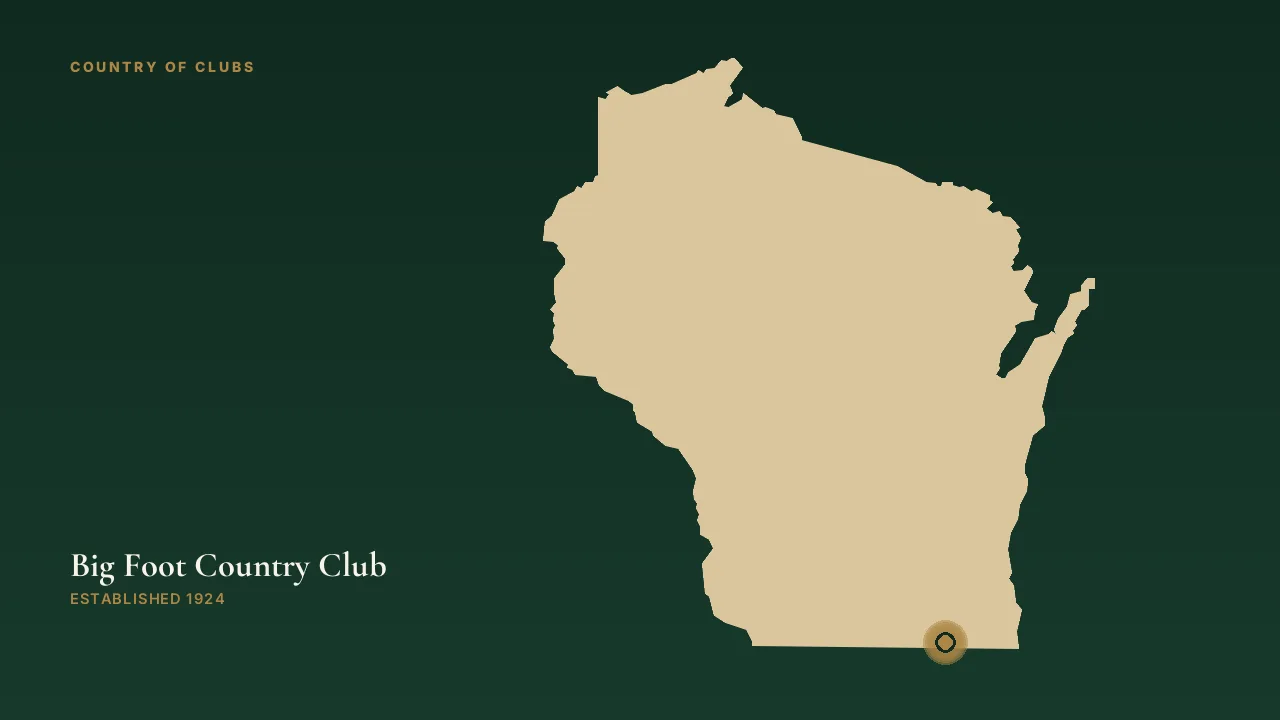 Map illustration marking the location of Big Foot Country Club in Fontana, Wisconsin.