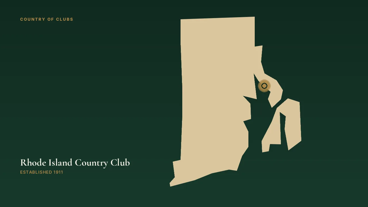 Map illustration marking the location of Rhode Island Country Club in Barrington, Rhode Island.