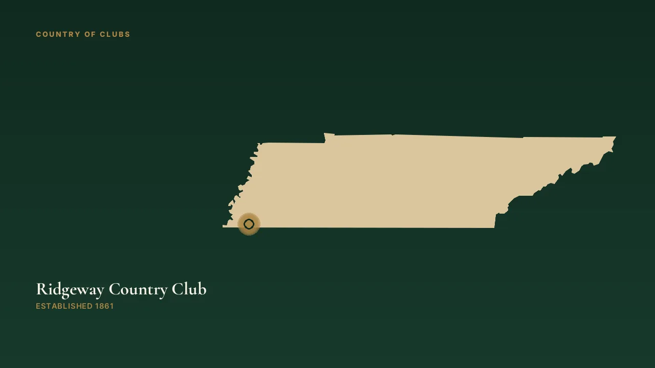 Map illustration marking the location of Ridgeway Country Club in Memphis, Tennessee.
