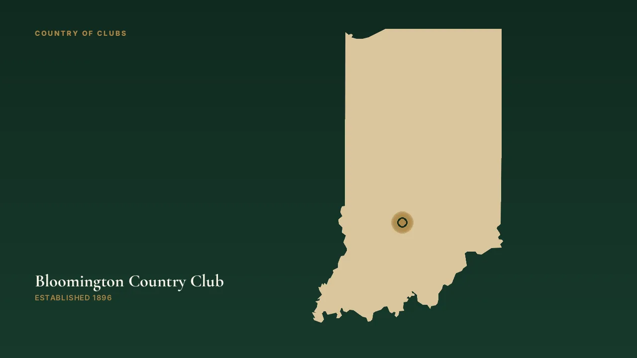 Map illustration marking the location of Bloomington Country Club in Bloomington, Indiana.
