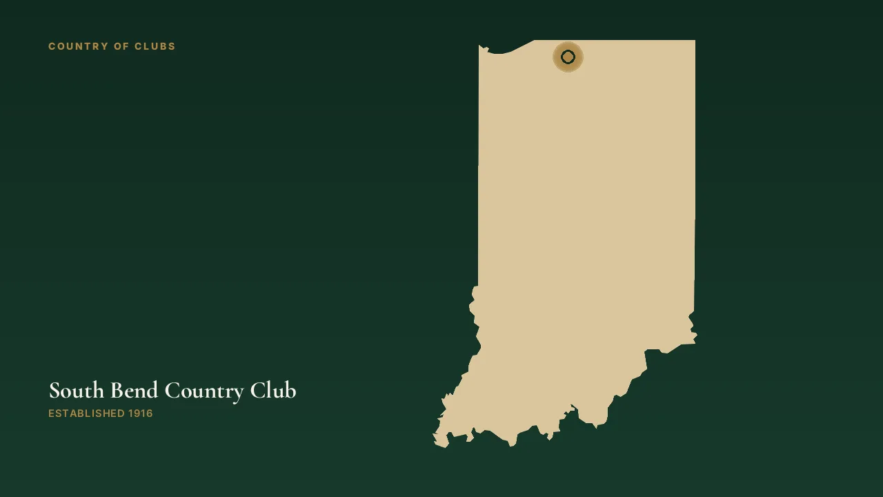 Map illustration marking the location of South Bend Country Club in South Bend, Indiana.