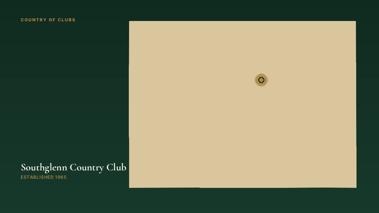 Map illustration marking the location of Southglenn Country Club in Centennial, Colorado.