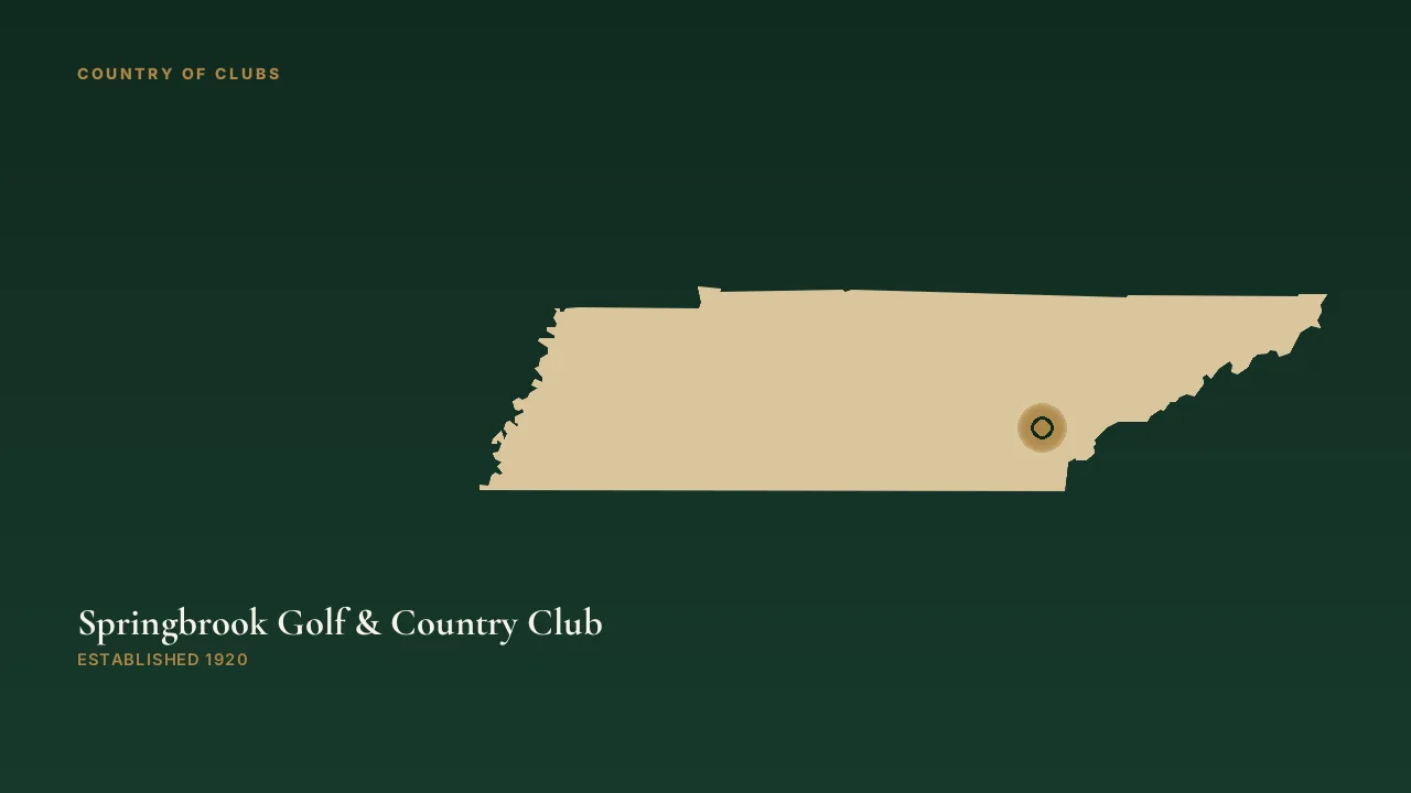 Map illustration marking the location of Springbrook Golf & Country Club in Niota, Tennessee.
