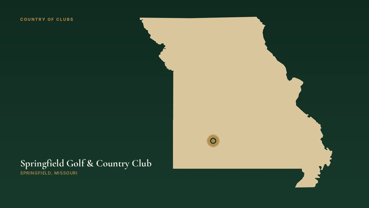 Map illustration marking the location of Springfield Golf & Country Club in Springfield, Missouri.