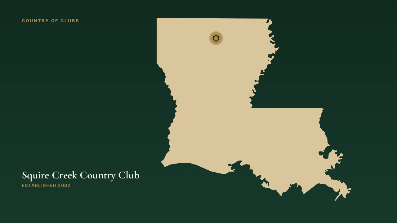 Map illustration marking the location of Squire Creek Country Club in Choudrant, Louisiana.