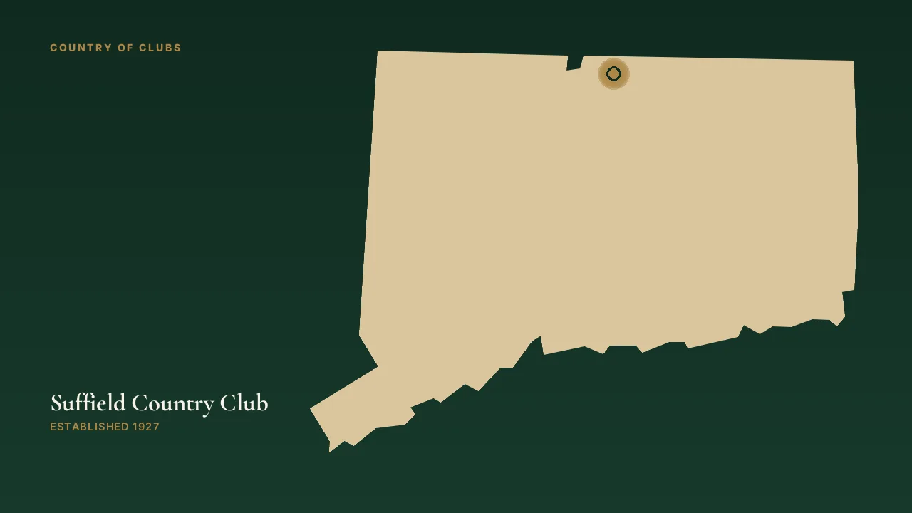 Map illustration marking the location of Suffield Country Club in Suffield, Connecticut.