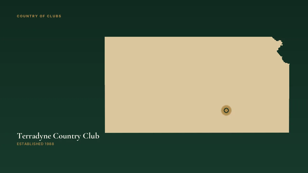 Map illustration marking the location of Terradyne Country Club in Andover, Kansas.