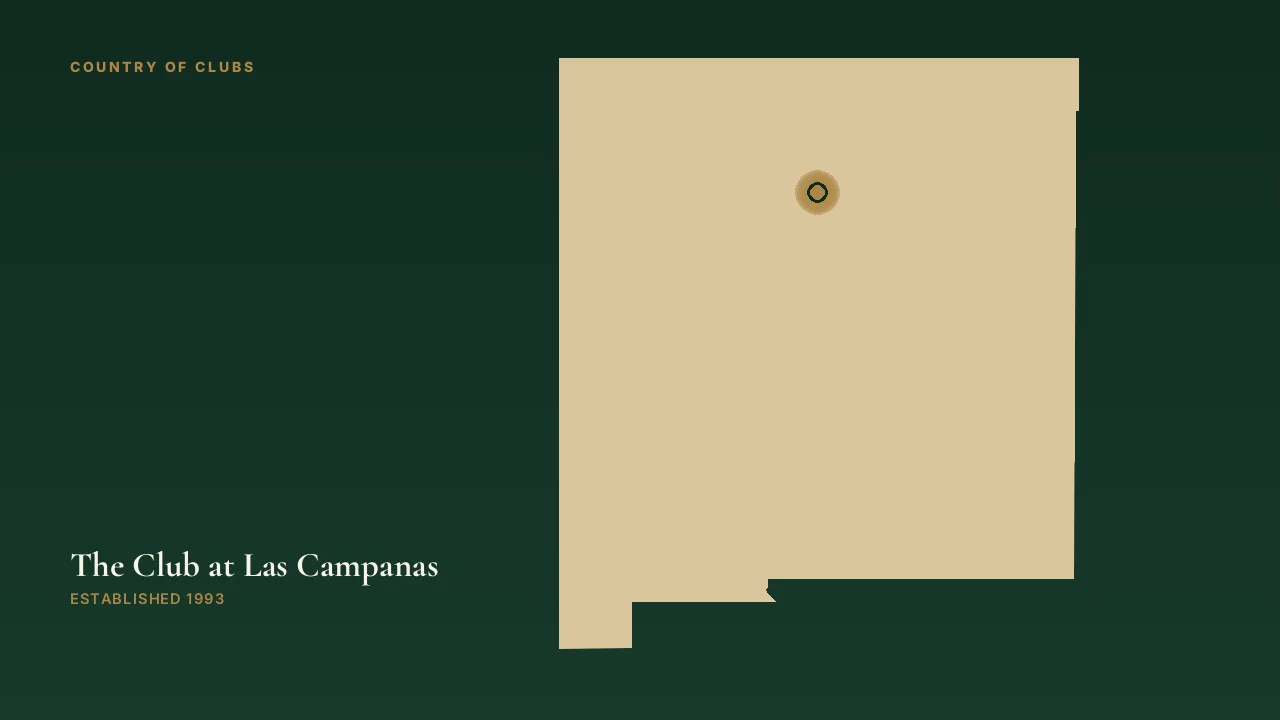 Map illustration marking the location of The Club at Las Campanas in Santa Fe, New Mexico.