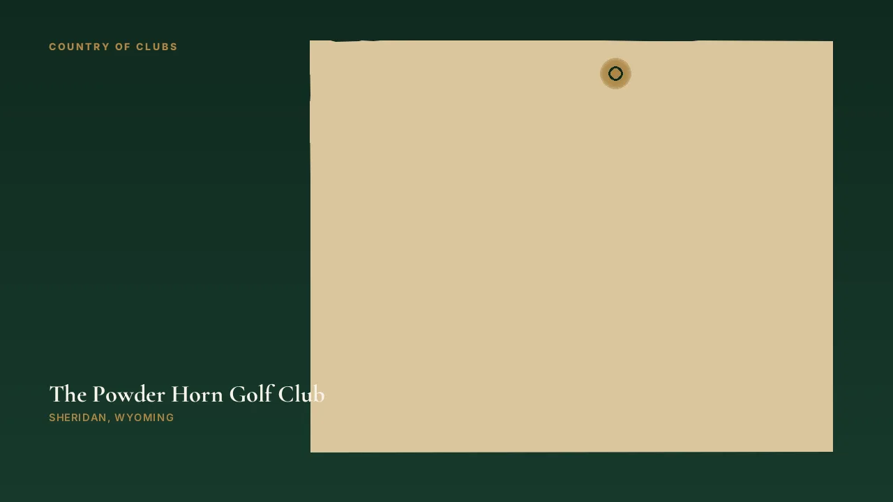 Map illustration marking the location of The Powder Horn Golf Club in Sheridan, Wyoming.