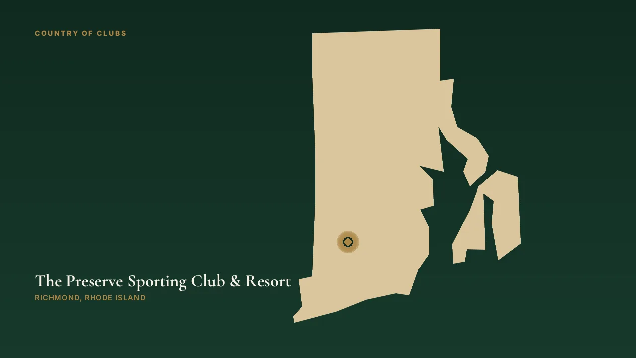 Map illustration marking the location of The Preserve Sporting Club & Resort in Richmond, Rhode Island.