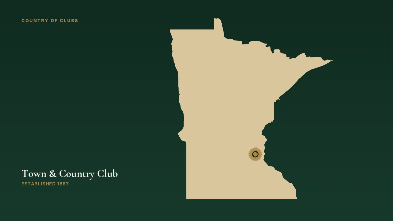 Map illustration marking the location of Town & Country Club in Saint Paul, Minnesota.