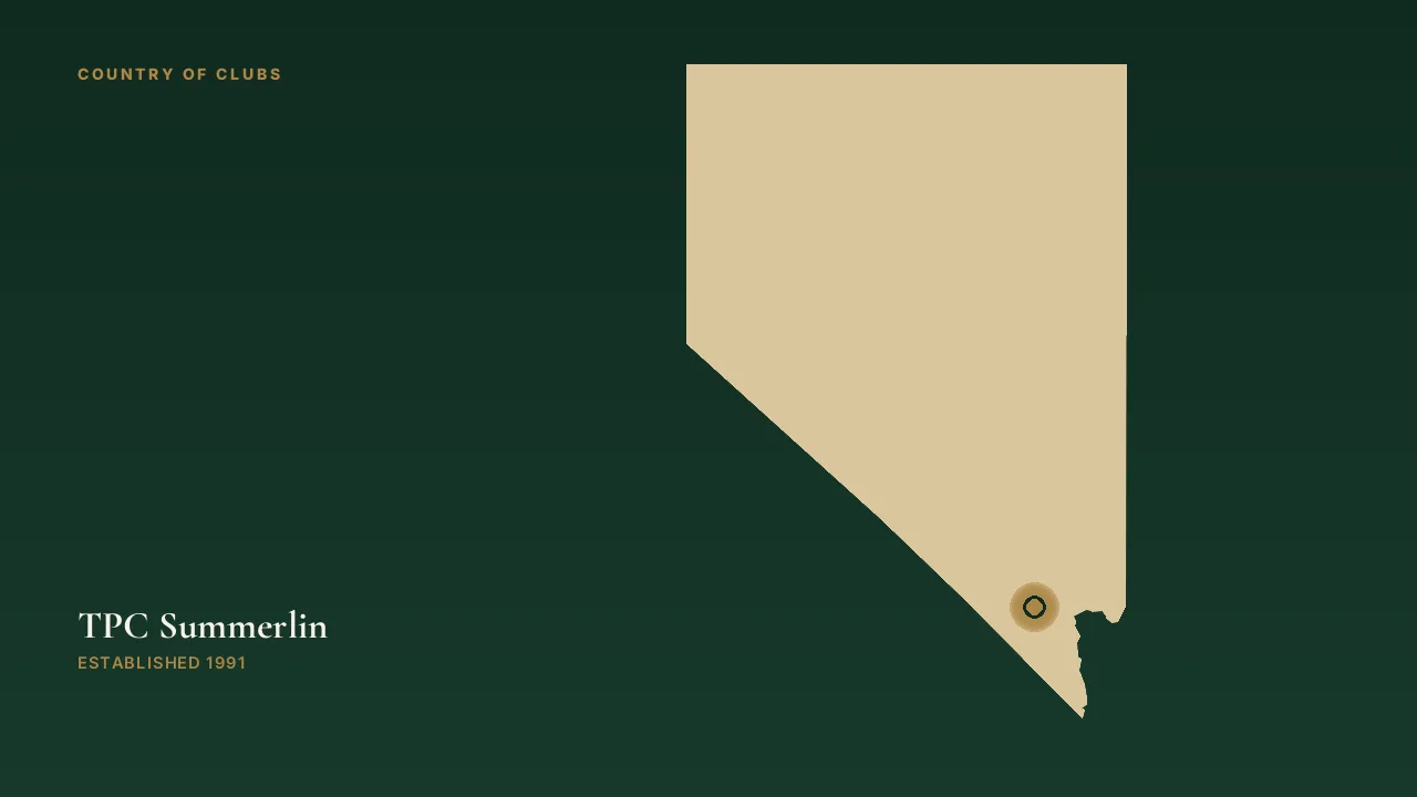 Map illustration marking the location of TPC Summerlin in Las Vegas, Nevada.