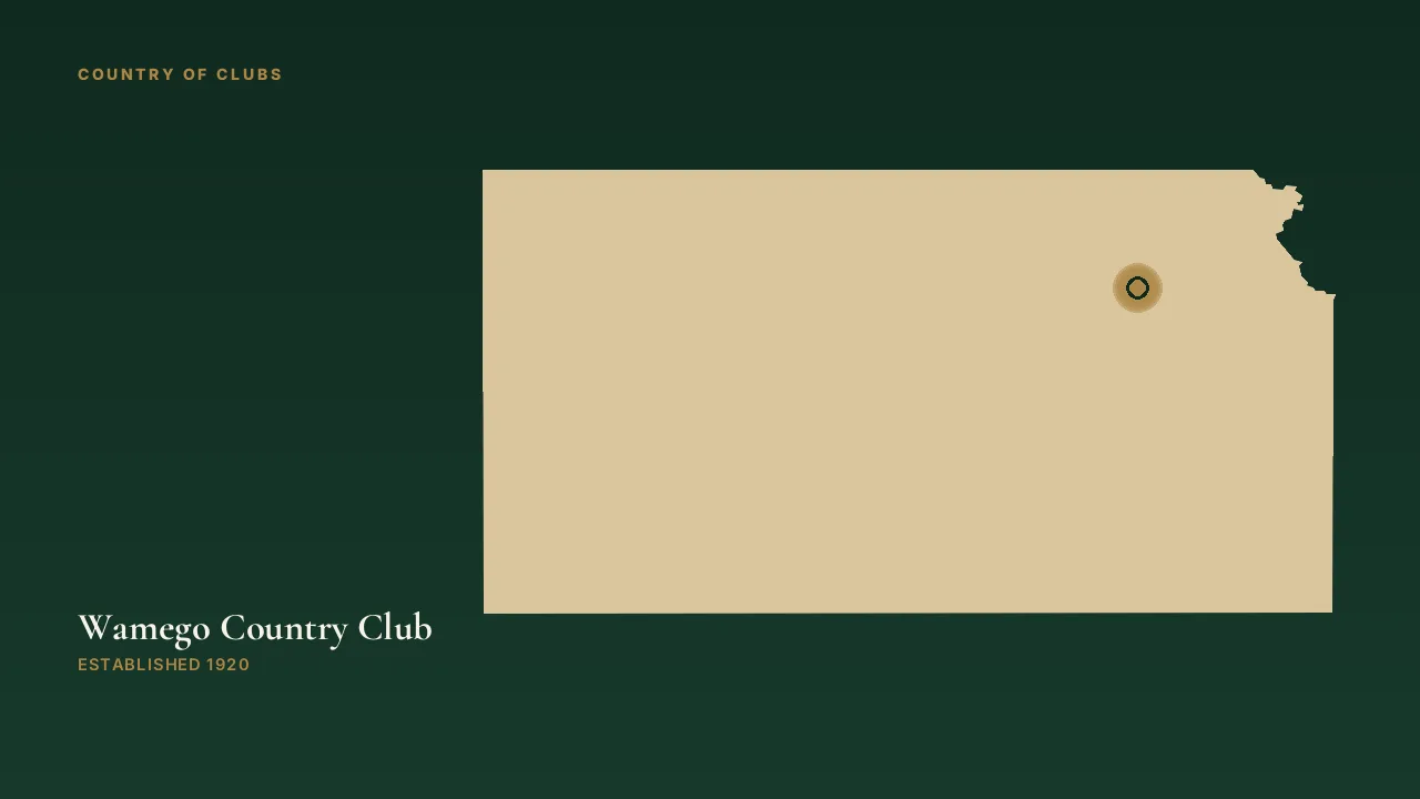 Map illustration marking the location of Wamego Country Club in Wamego, Kansas.