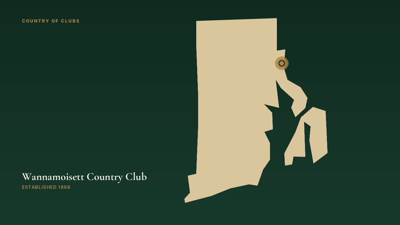 Map illustration marking the location of Wannamoisett Country Club in Rumford, Rhode Island.