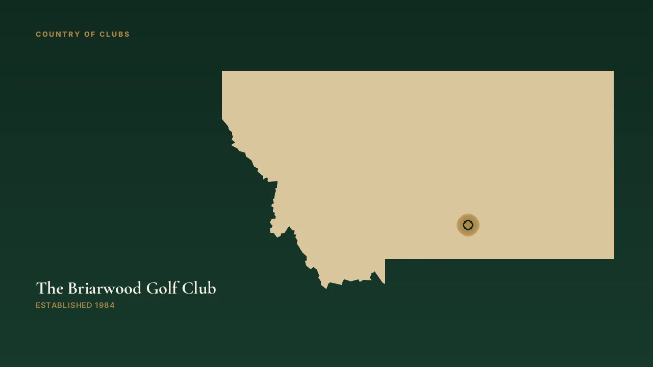 Map illustration marking the location of The Briarwood Golf Club in Billings, Montana.