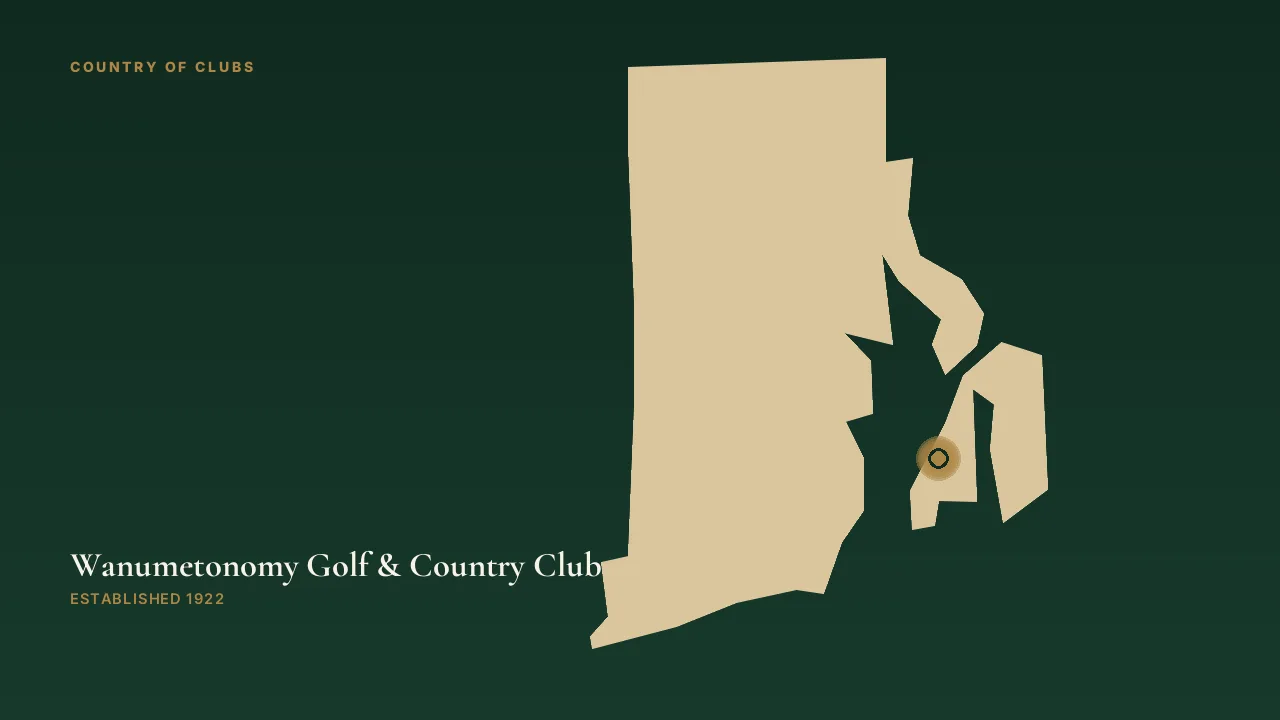 Map illustration marking the location of Wanumetonomy Golf & Country Club in Middletown, Rhode Island.