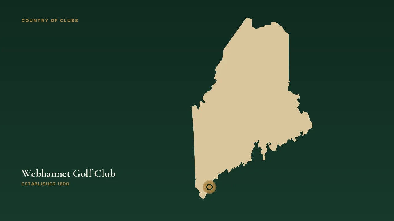 Map illustration marking the location of Webhannet Golf Club in Kennebunk, Maine.