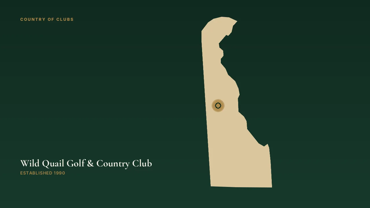 Map illustration marking the location of Wild Quail Golf & Country Club in Wyoming, Delaware.