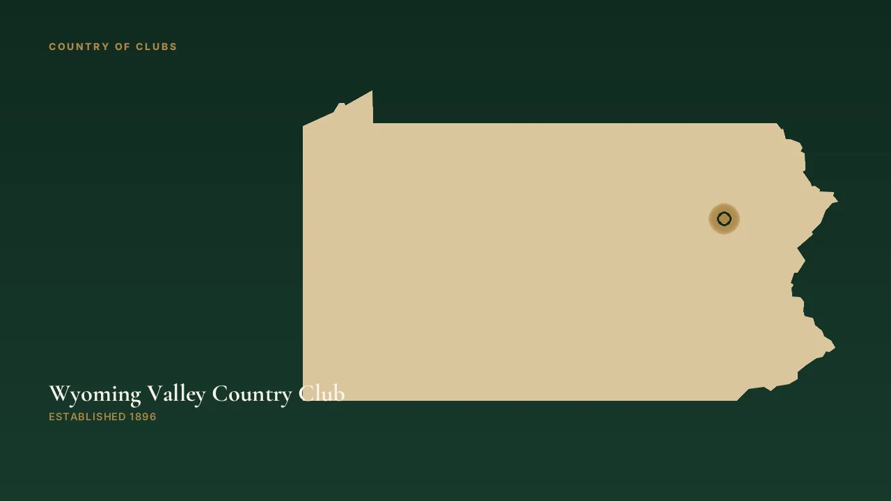 Map illustration marking the location of Wyoming Valley Country Club in Wilkes-Barre, Pennsylvania.