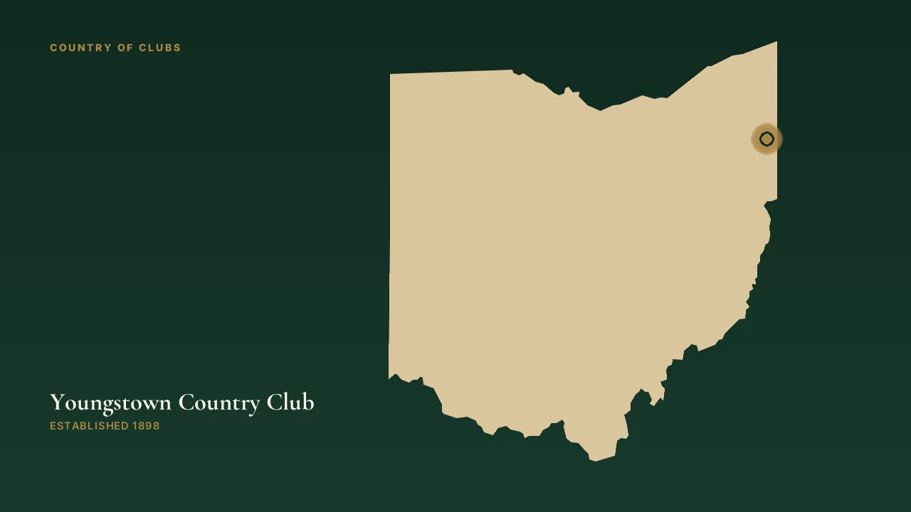 Map illustration marking the location of Youngstown Country Club in Youngstown, Ohio.